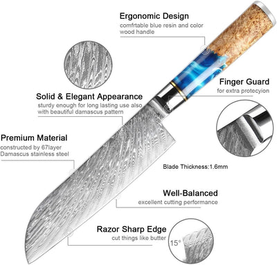 SAKUTO (作東) Ultra-Sharp Damascus Steel Kitchen Knife Set - Chef Knives Set