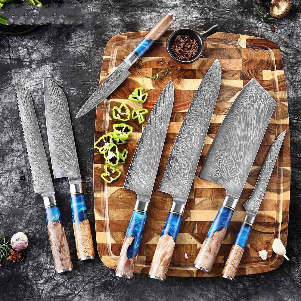 SAKUTO (作東) Ultra-Sharp Damascus Steel Kitchen Knife Set - Chef Knives Set