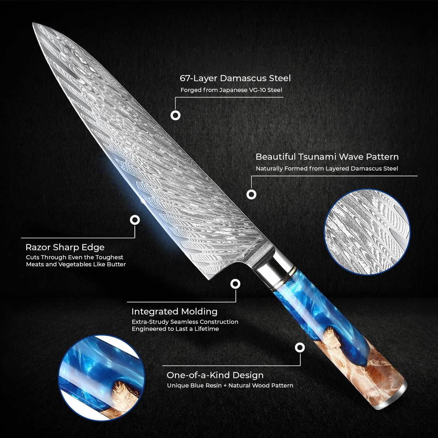 Sakuto Japanese Knives Chef Knife Set Best Japanese Damascus Knives Ultra Sharp